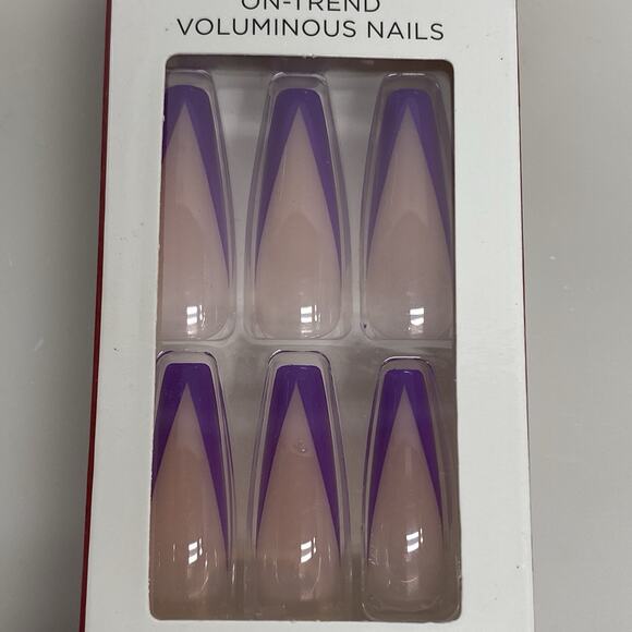 KISS Sculpted Neon Nails Extra Long 24 Ct Purple Tips New DSN05Y8 - Picture 2 of 6